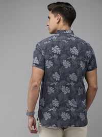 THE BEAR HOUSE Men Cotton Button Down Collar Slim Fit Floral Printed Casual Shirt