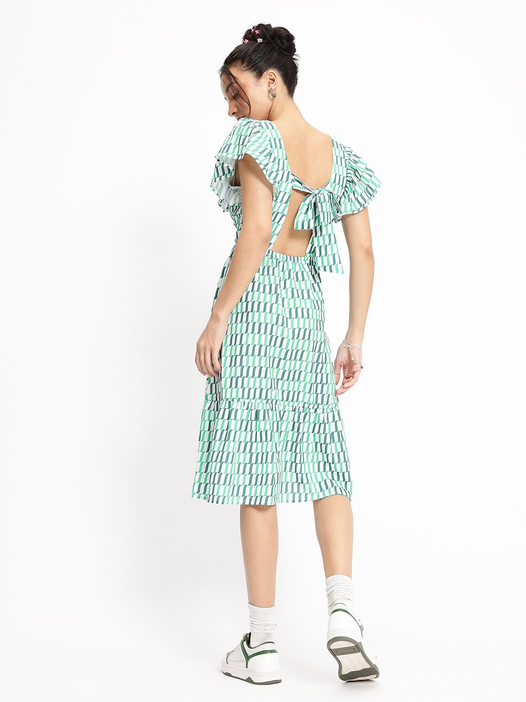 DressBerry 70s Psychedelic Shift A-Line Midi Dress