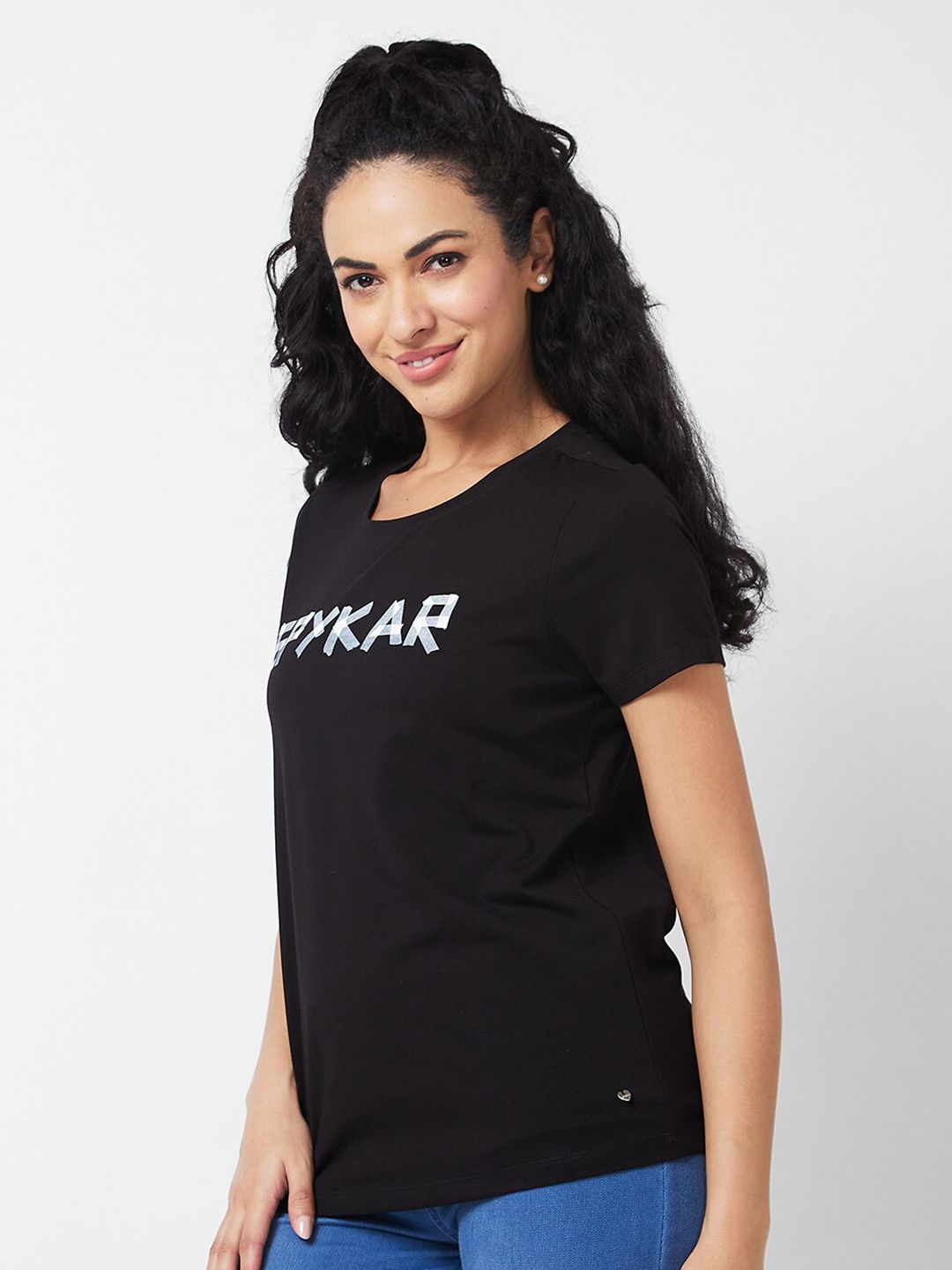 SPYKAR Typography Printed Round Neck Cotton T-shirt