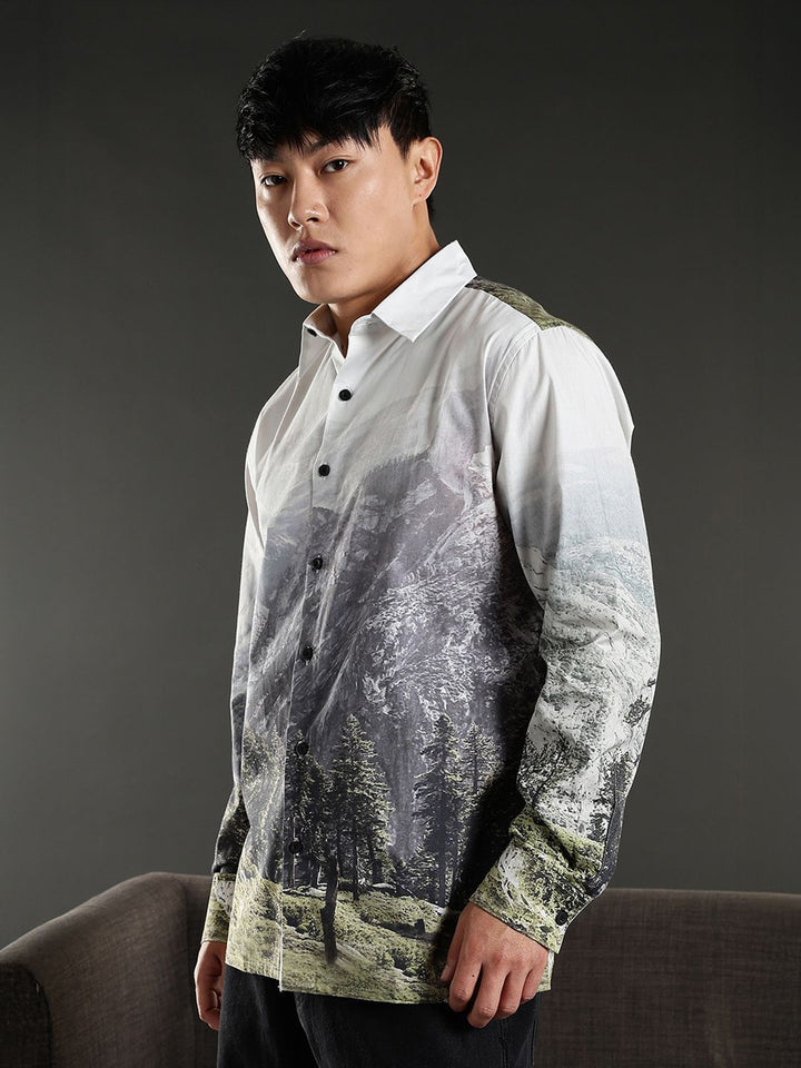 Eszett Abstract Printed Spread Collar Pure Cotton Casual Shirt