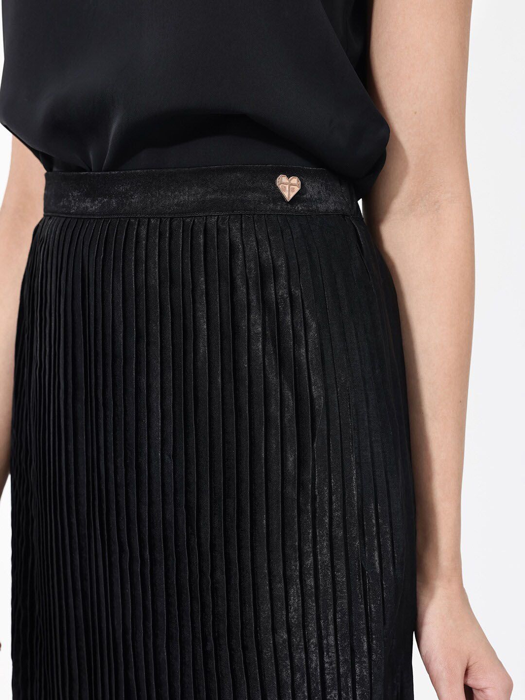 RAREISM Accordion Pleated Flared Midi Skirt