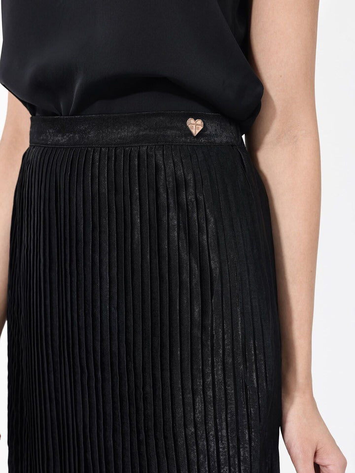 RAREISM Accordion Pleated Flared Midi Skirt