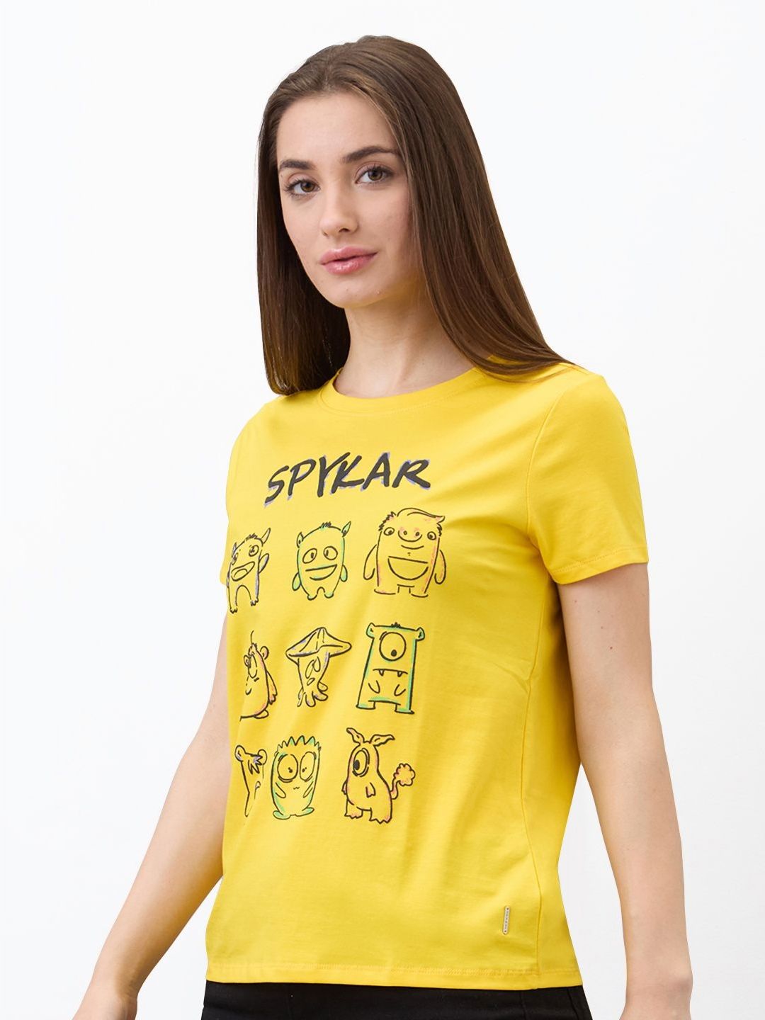 SPYKAR Women Graphic Printed Round Neck Cotton T-shirt