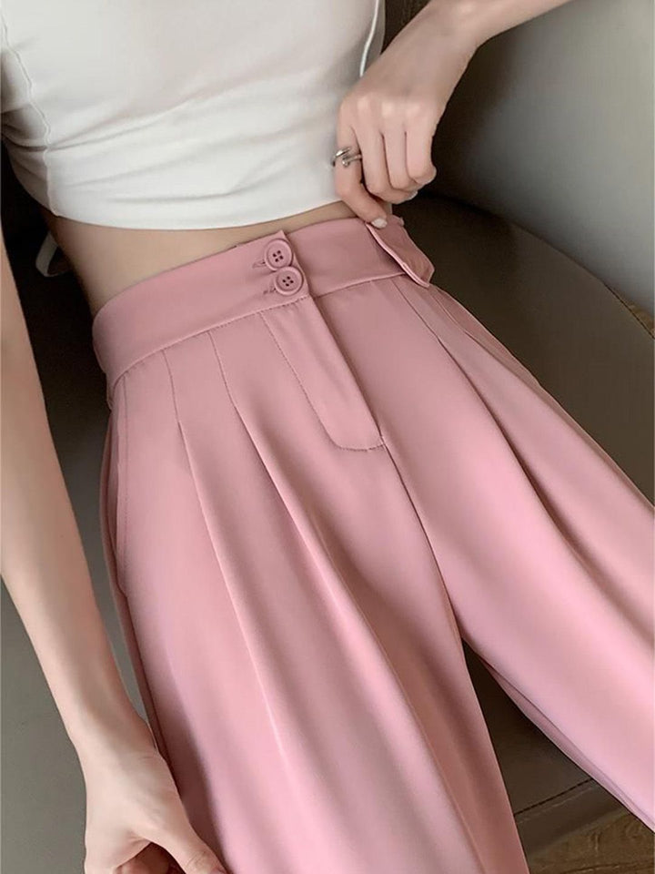 all about you Women Loose Fit High-Rise Flat-Front Korean Pants