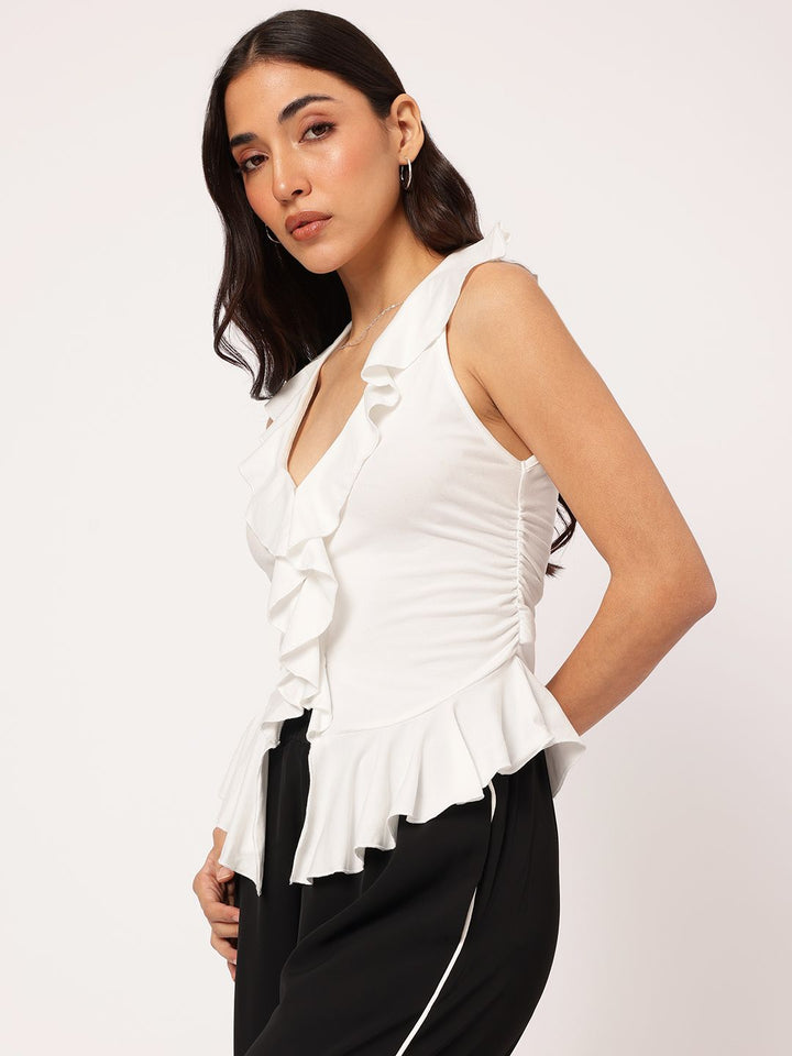 DressBerry Trendsetter Tales Ruffles & Ruched Sleeveless Top