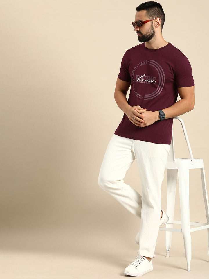Being Human Pure Cotton Typography Printed Casual T-shirt