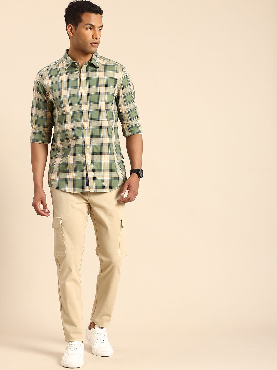 Being Human Slim Fit Checked Pure Cotton Casual Shirt