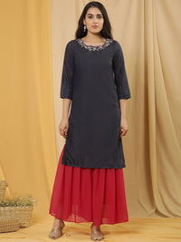 W Printed Regular Thread Work Kurta with Sharara