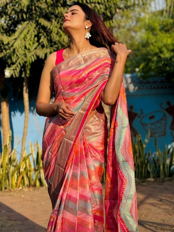 Kalini Woven Design Zari Silk Blend LeHeriya Saree