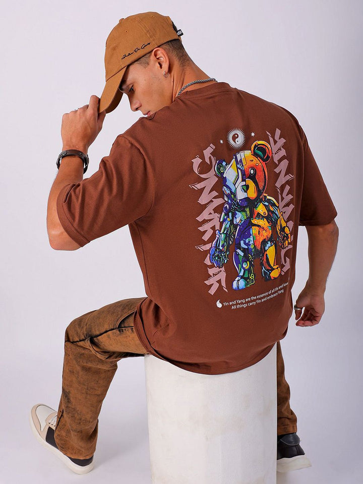 The Indian Garage Co Men Back Printed Boxy Oversized Round Neck T-shirt