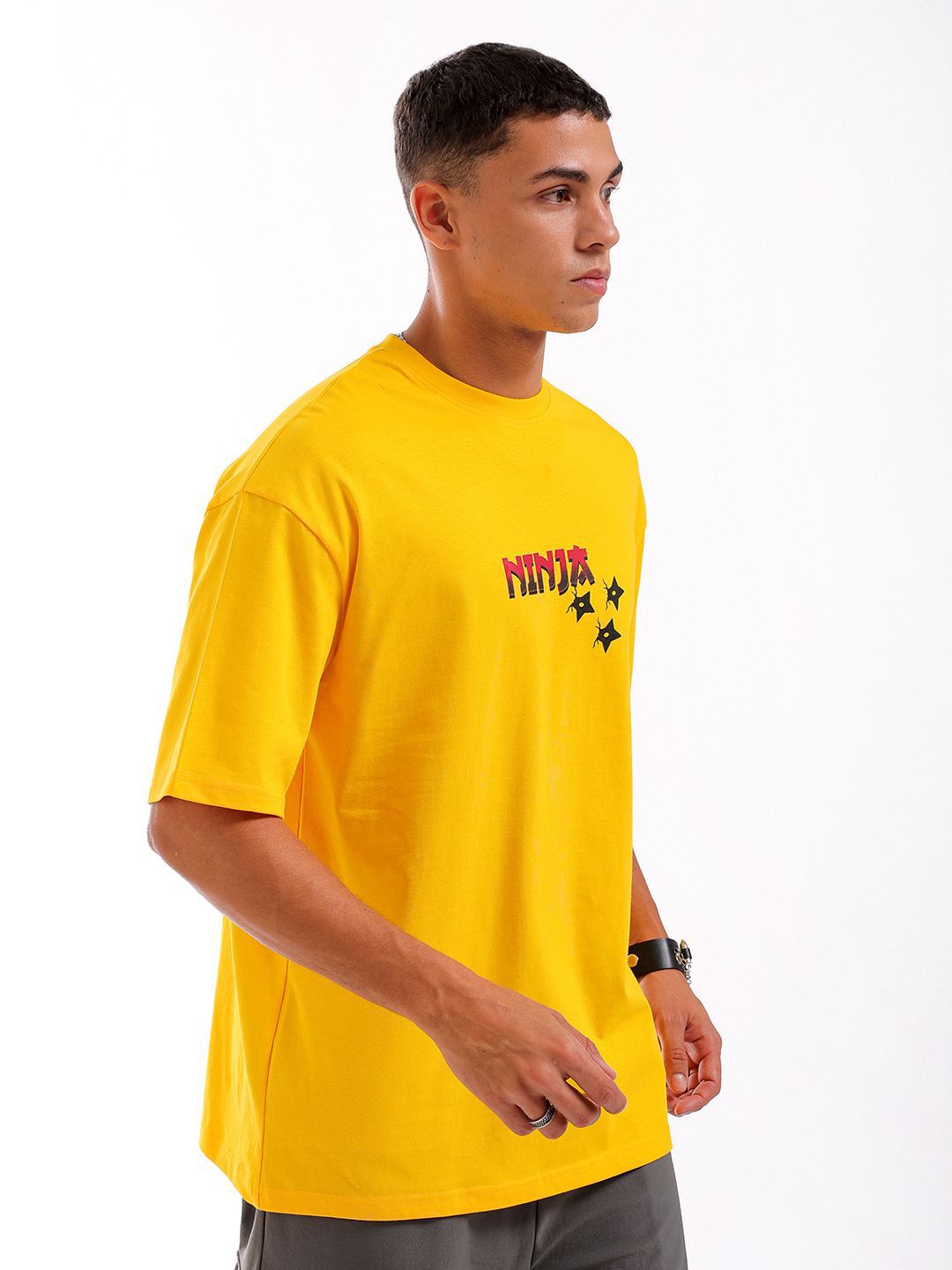 The Indian Garage Co Men Back Printed Round Neck Boxy Oversized T-shirt