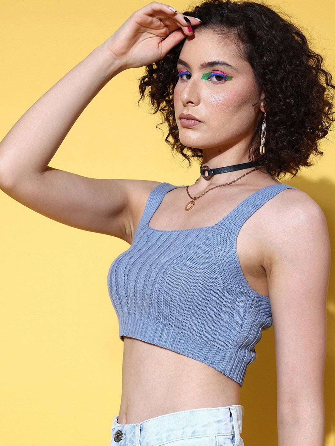 SASSAFRAS Women Blue Crop Top