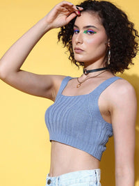 SASSAFRAS Women Blue Crop Top