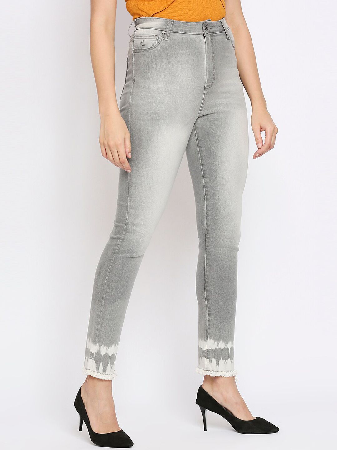 Being Human Women Grey Straight Fit High-Rise Heavy Fade Cotton Jeans