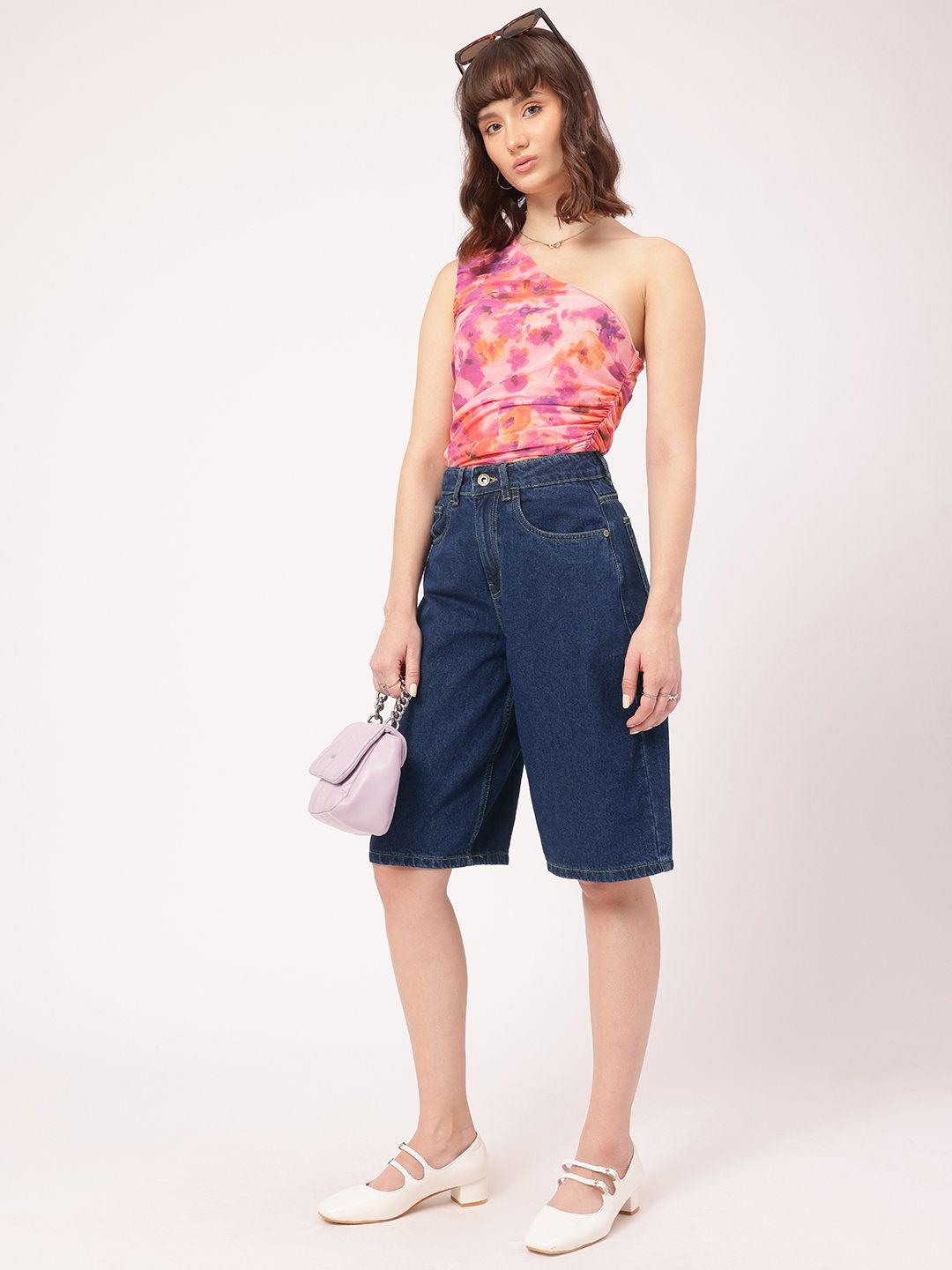 DressBerry Women Everyday Essentials Skater Fit Denim Shorts