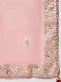 Saree mall Peach Ethnic Motifs Embellished Gotta Patti Organza Saree