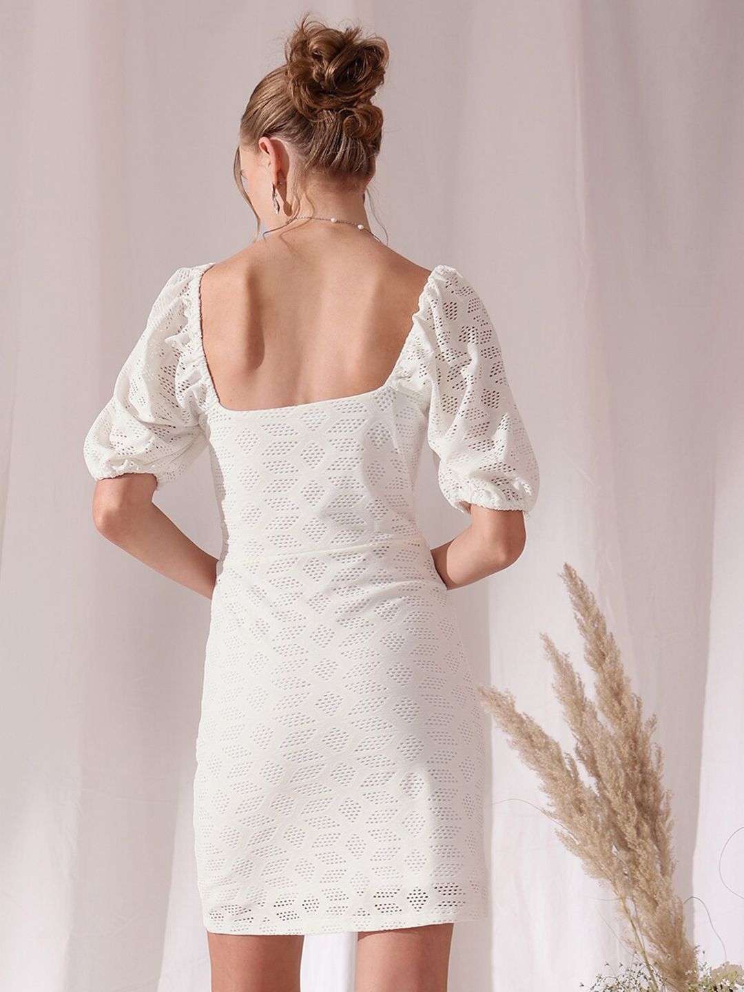 STREET 9 Square Neck Puff Sleeves Schfilli Sheath Dress