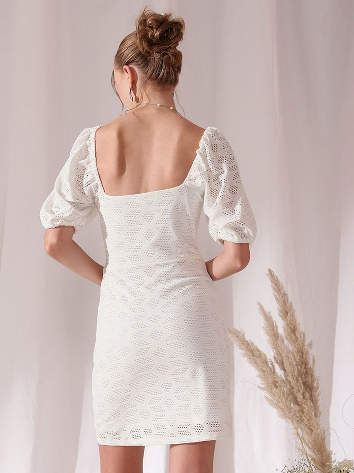 STREET 9 Square Neck Puff Sleeves Schfilli Sheath Dress