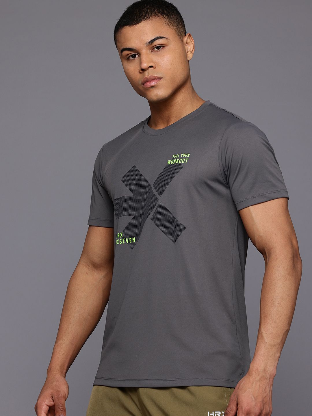 HRX by Hrithik Roshan Brand Logo Printed Rapid-Dry Training T-shirt