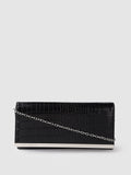 Lino Perros Black Croc Textured Clutch with Detachable Sling Strap