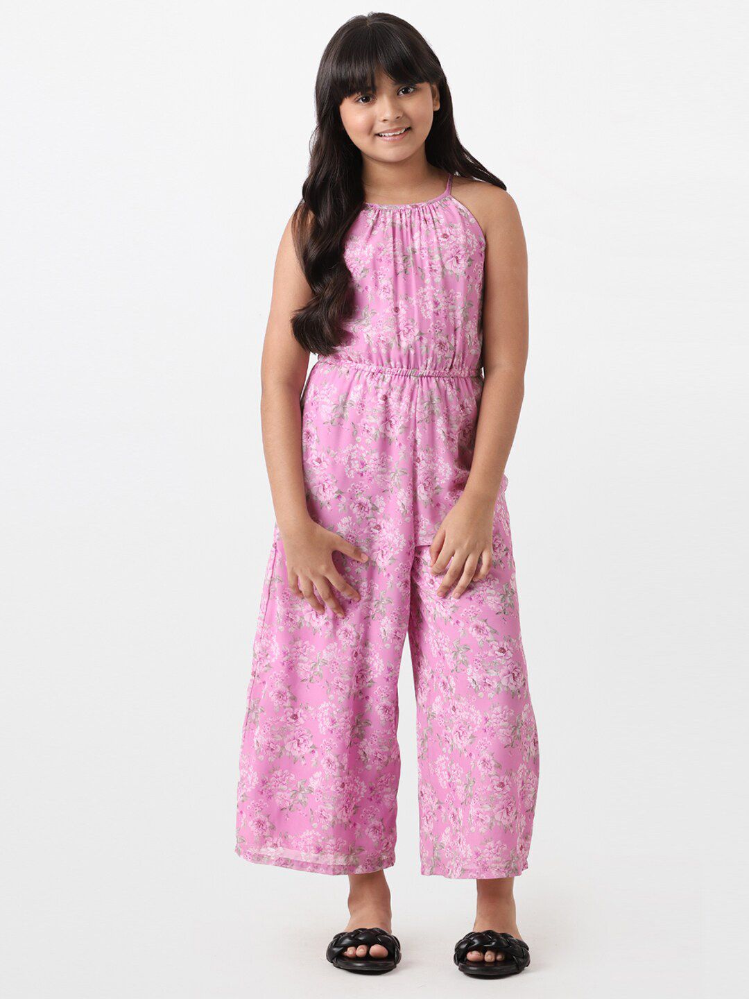 AND Girls Printed Shoulder Straps Basic Jumpsuit