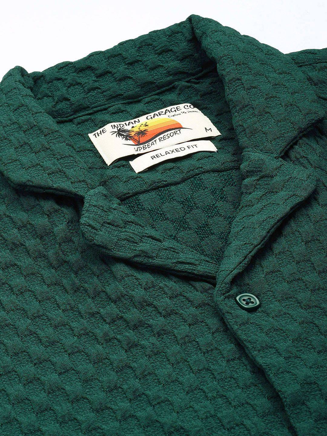 The Indian Garage Co. Relaxed Fit Opaque Self Design Textured Casual Shirt