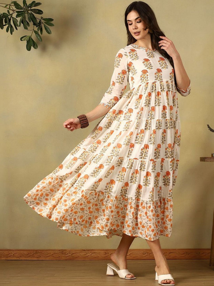Mamicha Floral Print A-Line Midi Dress