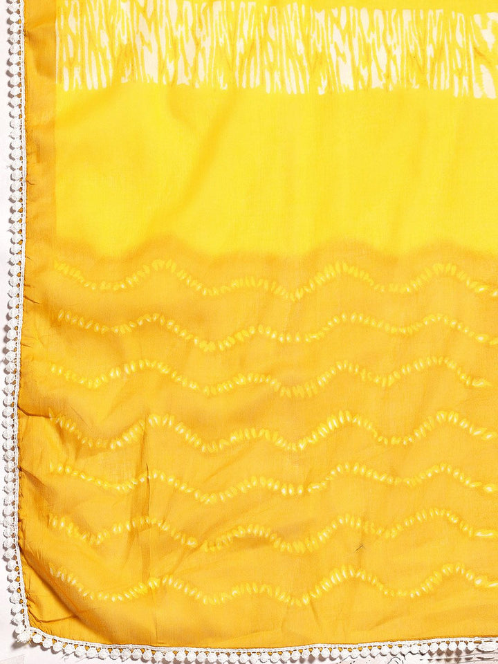 Libas Bandhani Printed Angrakha Pure Cotton Kurta with Palazzos & Dupatta