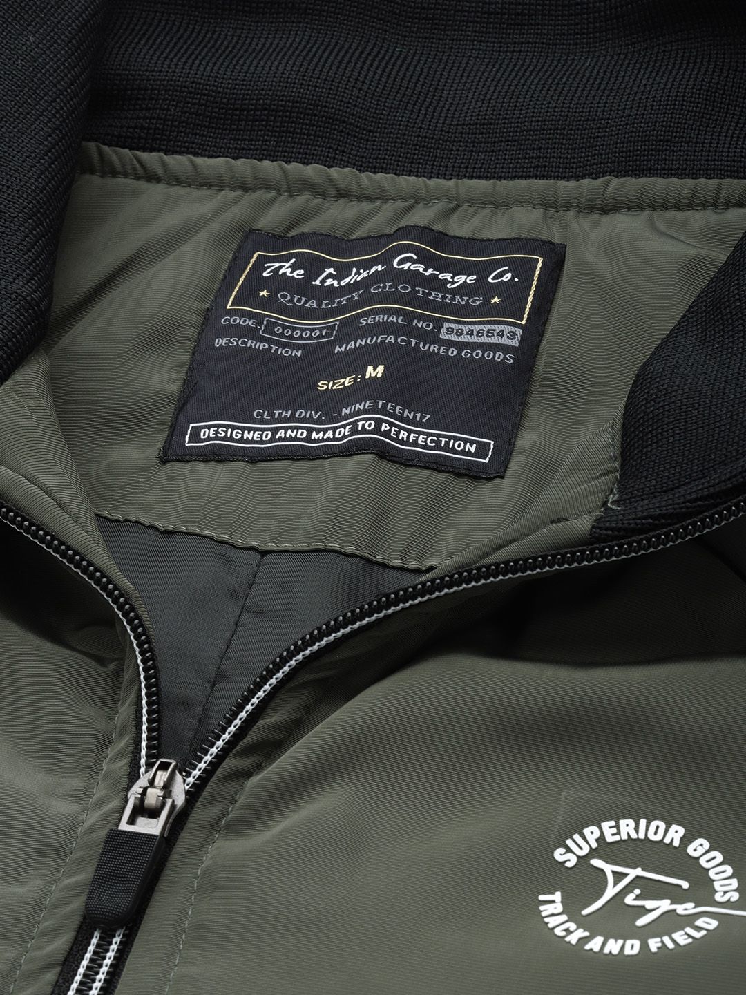 The Indian Garage Co Slim Fit High-Neck Zip-Front Bomber Jacket