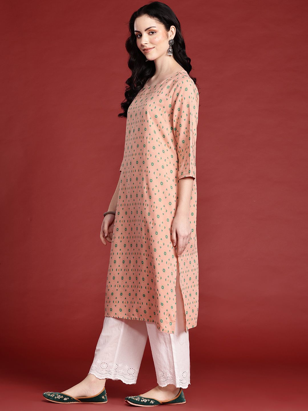 Anouk Geometric Printed Straight Regular Kurta