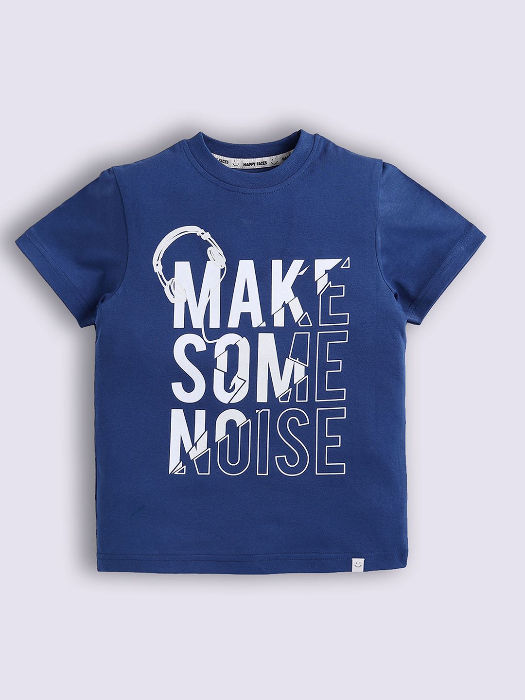 Happy Faces Boys Typography Printed Pure Cotton T-shirt