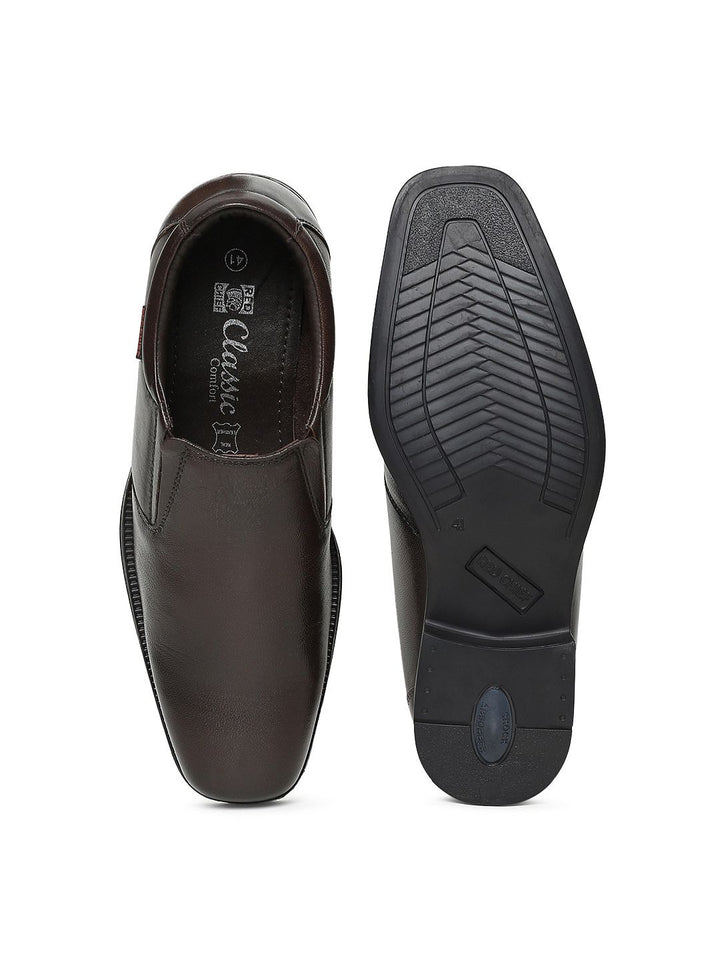 Red Chief Men Brown Leather Formal Slip-On Shoes