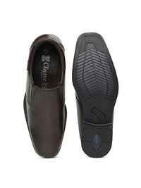 Red Chief Men Brown Leather Formal Slip-On Shoes