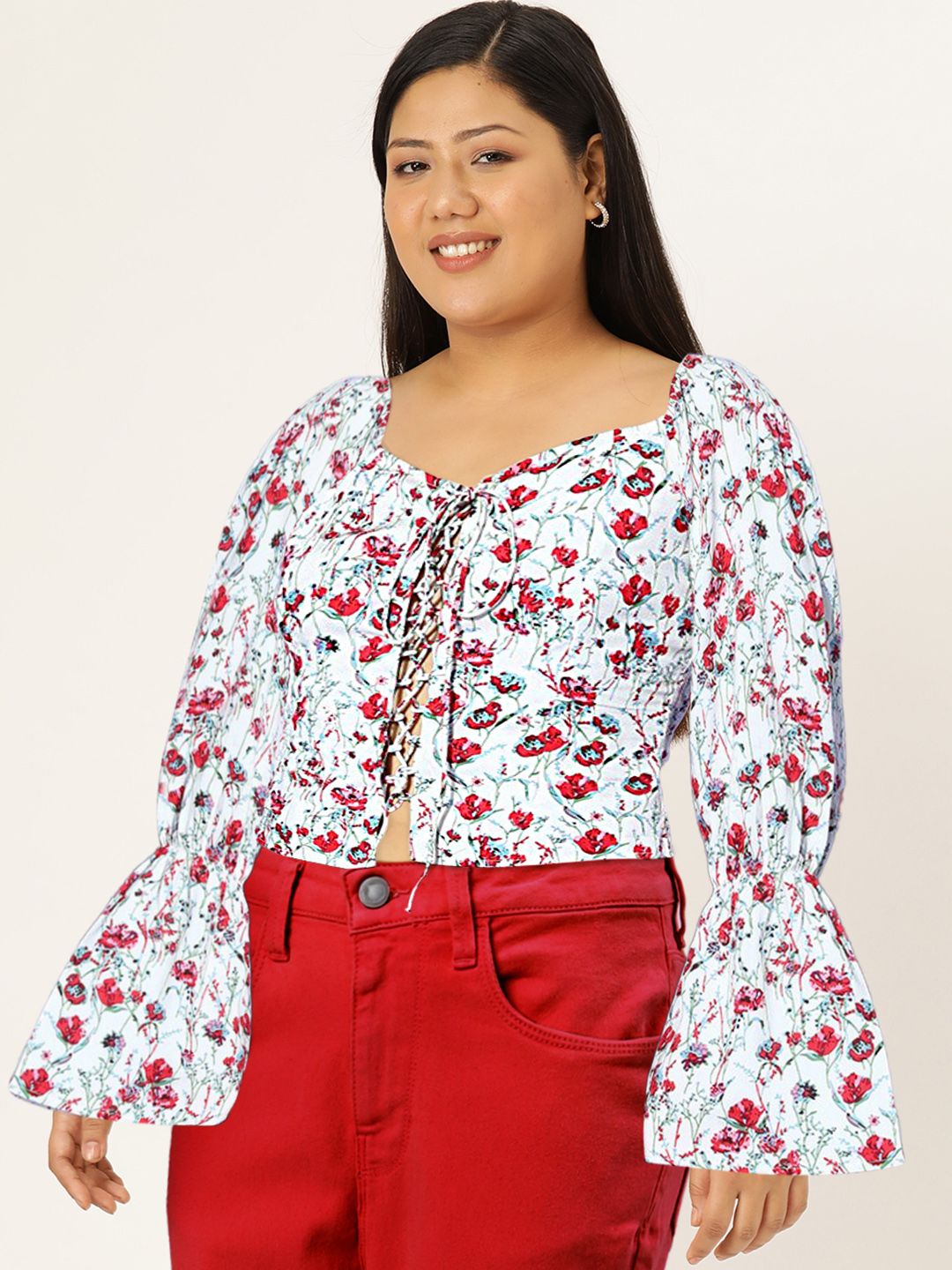 Berrylush Putih & Merah Cetak Putar Kekasih
