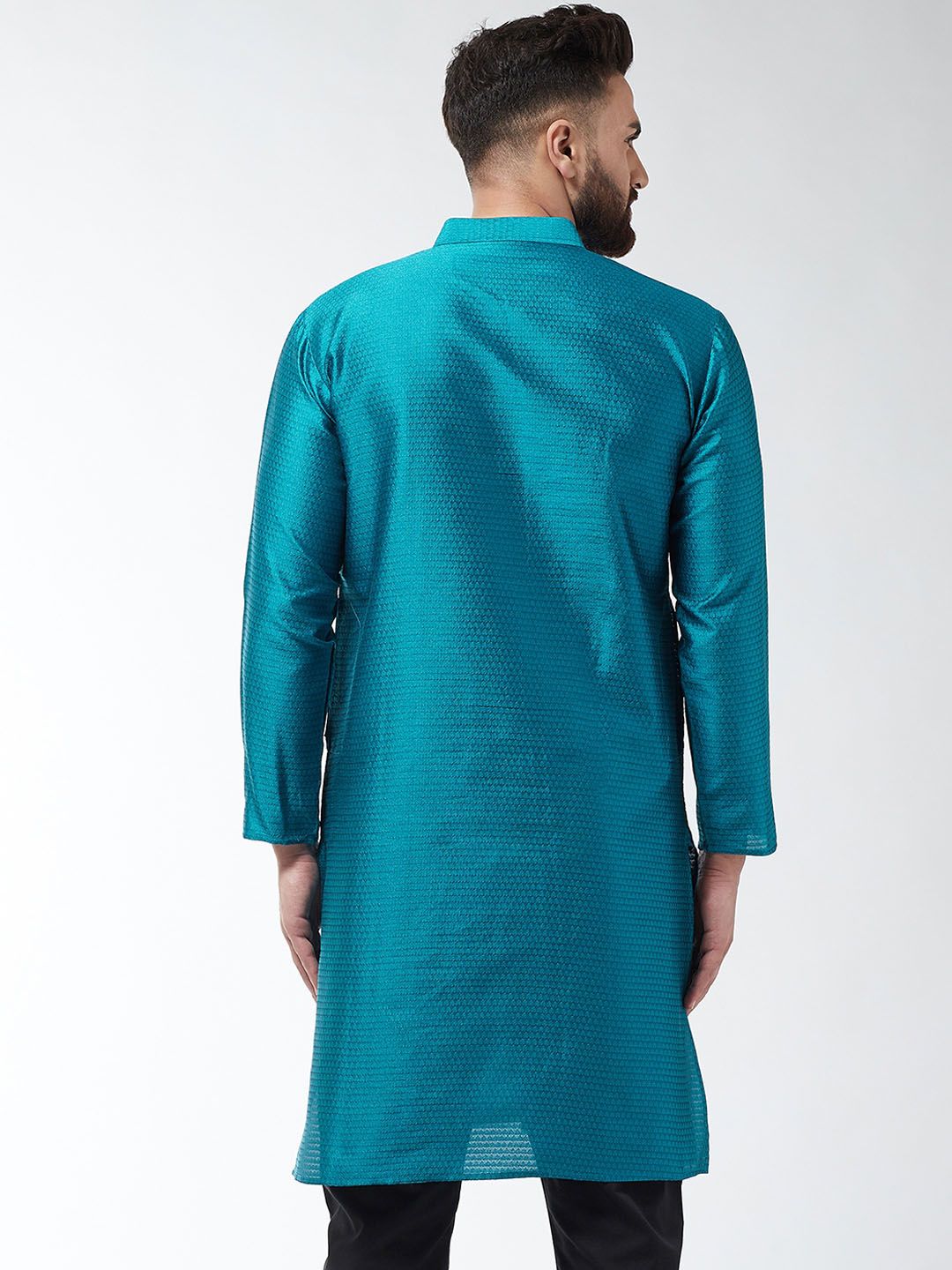 SOJANYA Kurta Lurus Bercetak Biru Lelaki