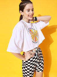STREET 9 Women Classic White Printed Tshirt