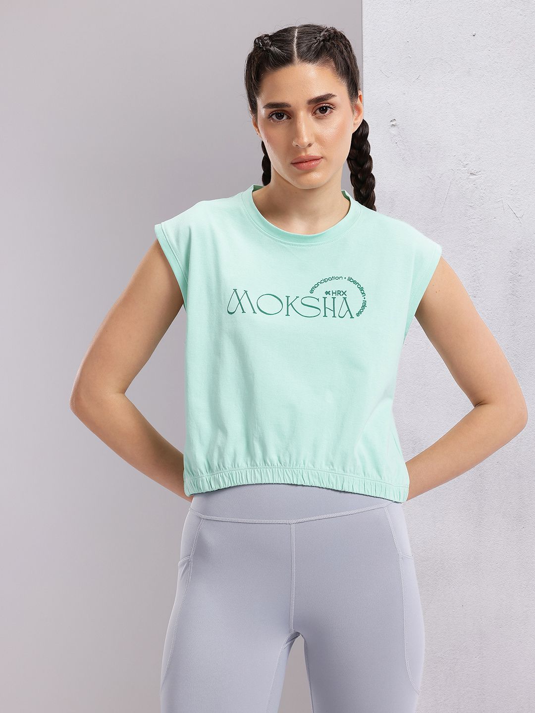 HRX by Hrithik Roshan Women Typography Printed Extended Sleeves Pure Cotton T-shirt