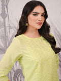 Vishudh Yellow Floral Thread Work Round Neck A-Line Kurta