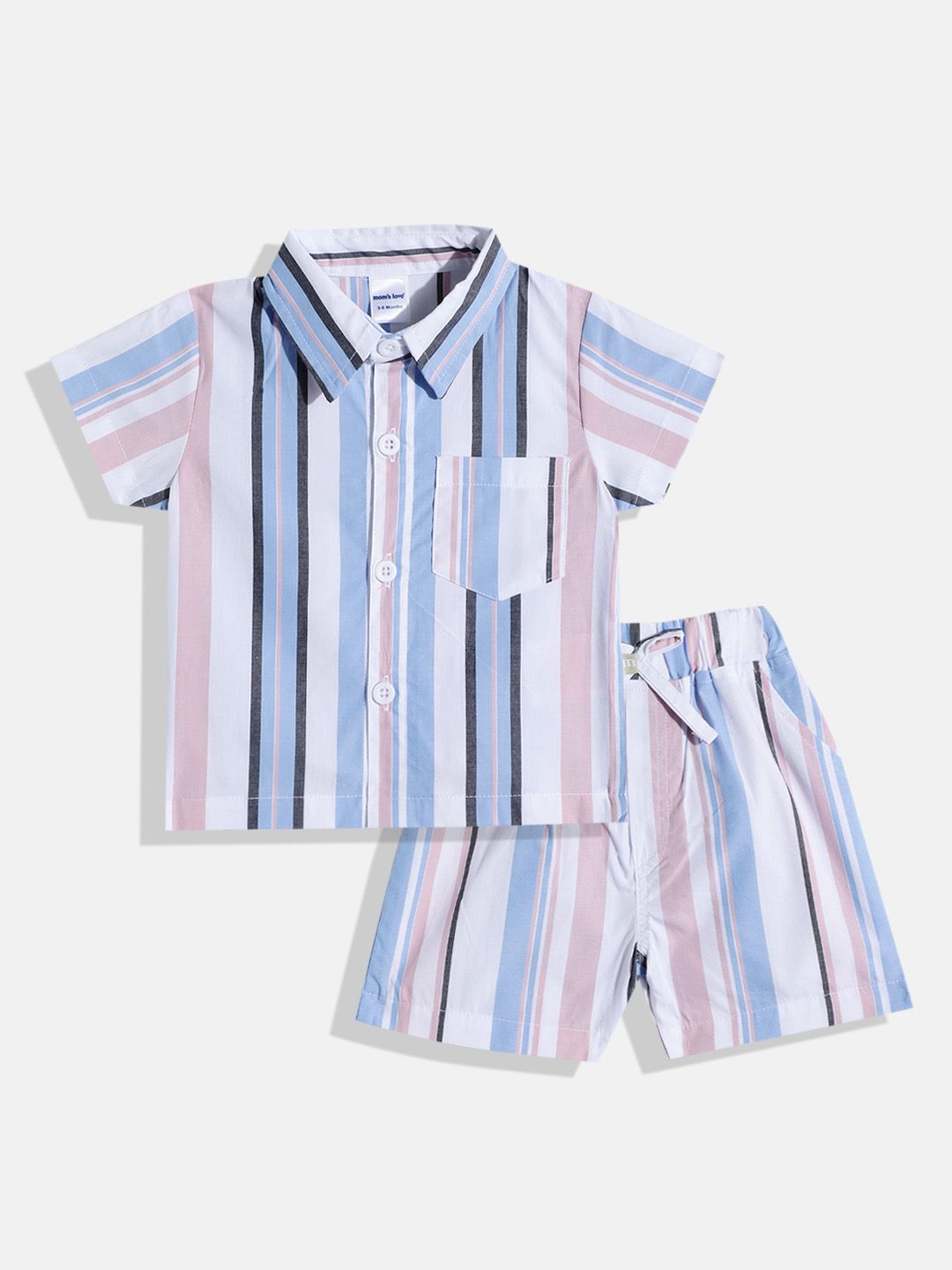 Moms Love Infant Boys Striped Pure Cotton Clothing Set