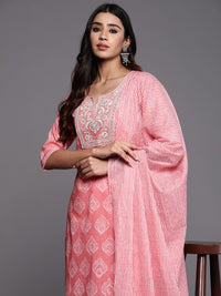 Libas Women Ethnic Motifs Yoke Design Thread Work Pure Cotton Kurta Set