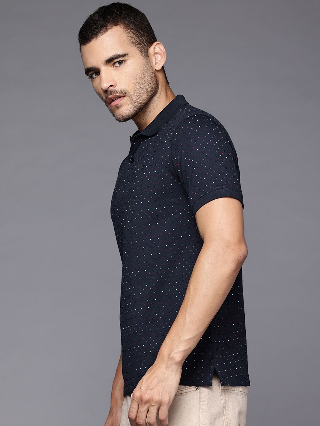 Raymond Slim Modern Fit Printed Polo Collar Pure Cotton T-shirt
