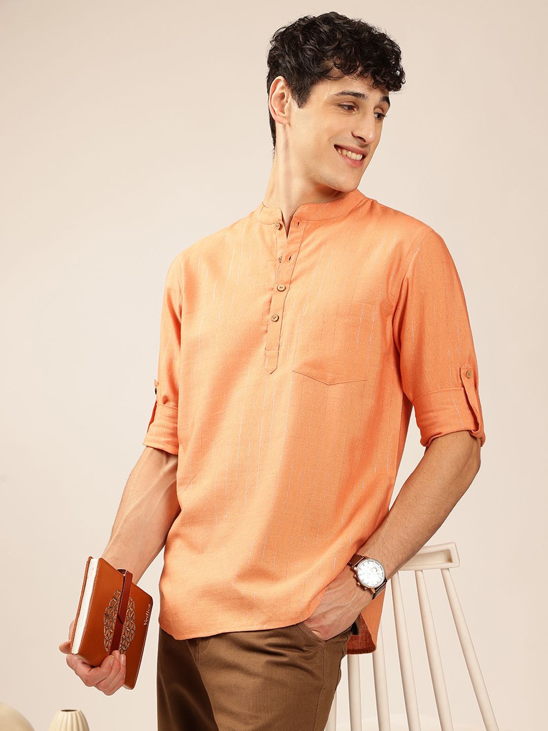 Anouk Mandarin collar Pathani Short Kurta
