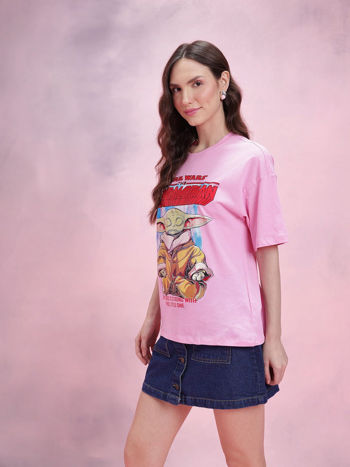 DressBerry The Mandalorian Print Drop-Shoulder Sleeves Pure Cotton Oversized T-shirt