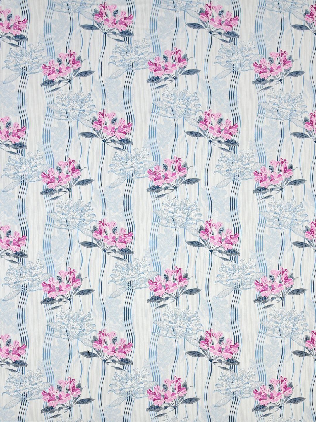 BOMBAY DYEING Pink & Blue Floral Pure Cotton 120 TC Queen Bedsheet Set 2.24 x 2.54 Mts