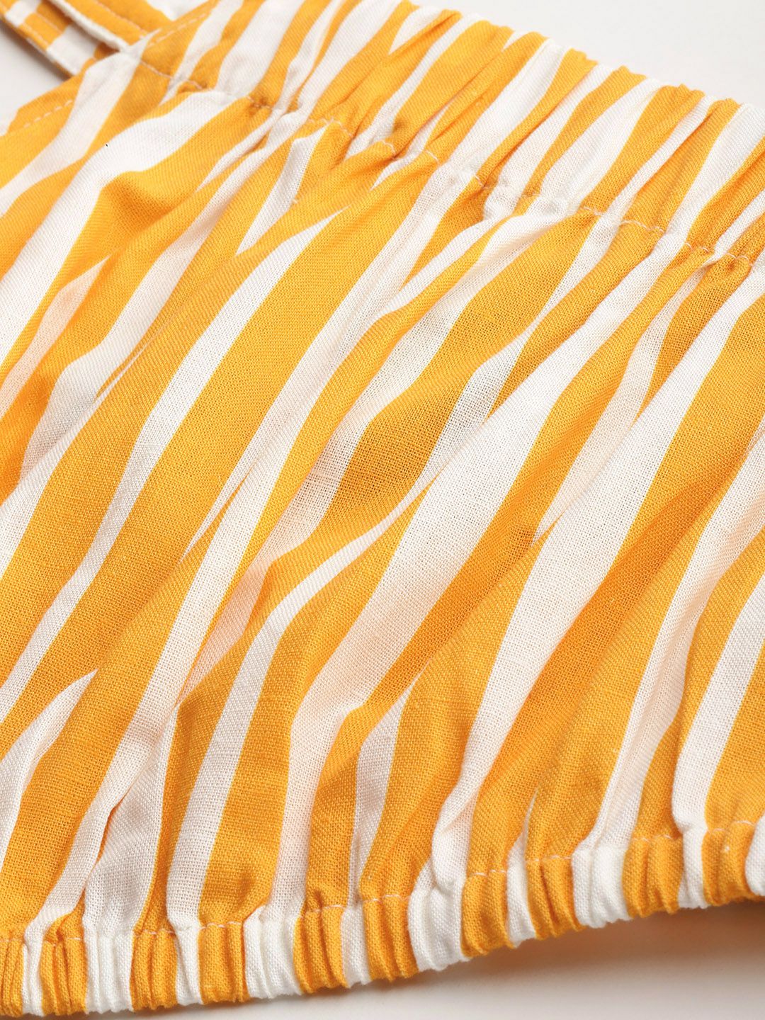 DressBerry Striped One-Shoulder Cinched waist Crop Top