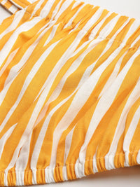 DressBerry Striped One-Shoulder Cinched waist Crop Top