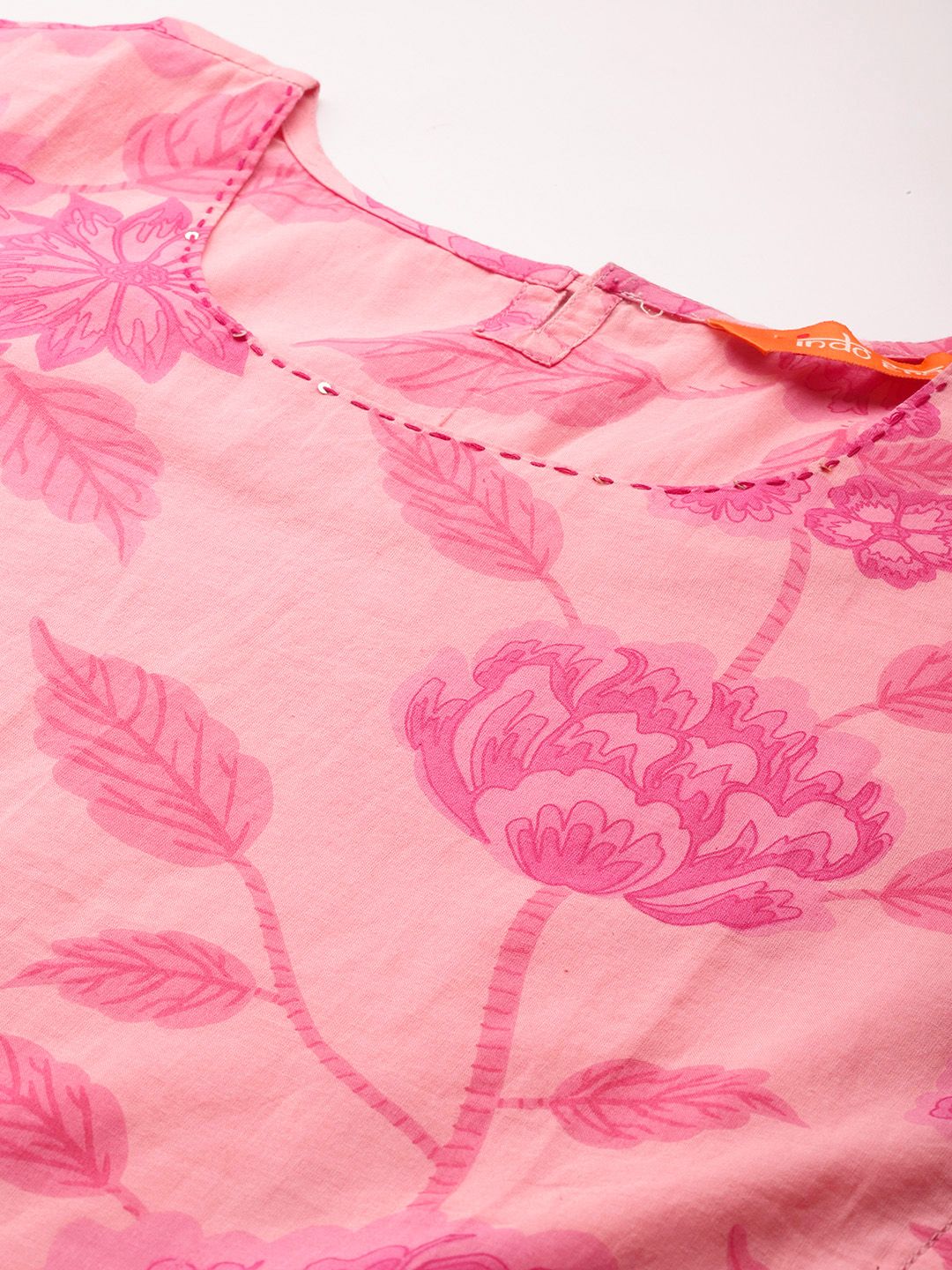 Indo Era Floral Printed Pure Cotton Kurta with Trousers & With Dupatta