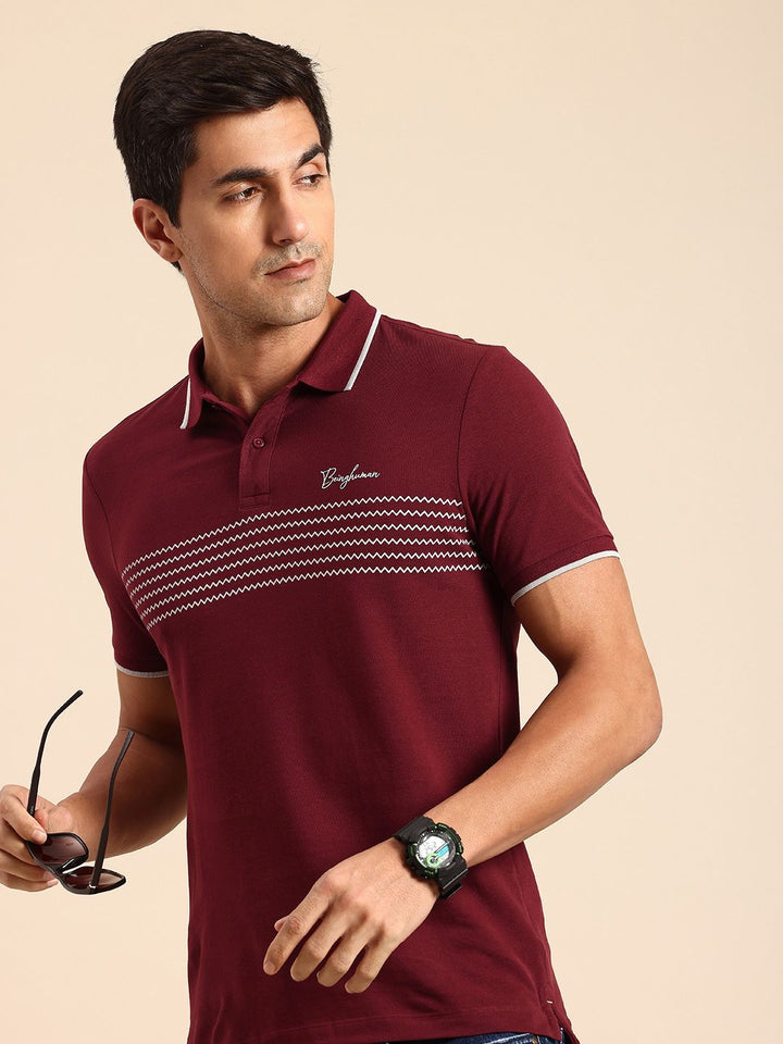 Being Human Geometric Printed Polo Collar Pure Cotton T-shirt