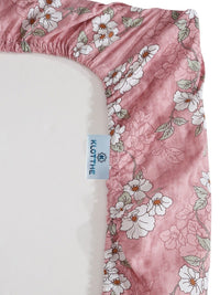 KLOTTHE Pink Printed Pure Cotton 400TC Single Fitted Bedsheet Set