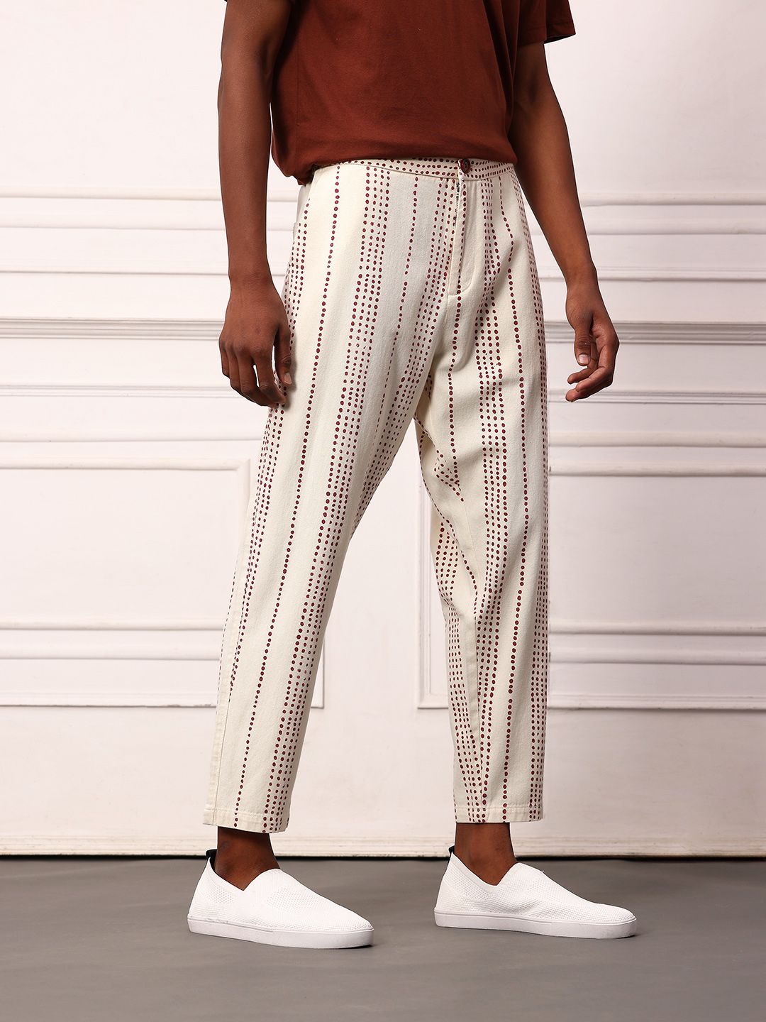Mr Bowerbird Men Striped Pure Cotton Regular Trousers